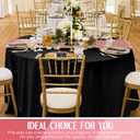 Tudomro 8 Pcs Black and Rose Gold Round Plastic Tablecloth and Satin Table Runner Set 84 Inch Round Covers 12 x 108 Inch Table Runners for Wedding Birthday Party Baby Shower Anniversary