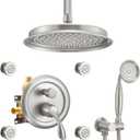 DASAN Antique Shower Faucet Sets Complete Rain Shower System in Wall with Body Shower Spray Jets, Brushed Nickel Shower Fixtures with Rainfall Overhead Shower, Handheld, Shower Valve &Trim, AT249C-BN