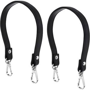 QfwdfcTrenz 2PCS Black Purses Leather Replacement Handles Straps, Black Leather Purse Straps, Sewing Canvas Replacement Handbag Shoulder Bag for Small Bag Handbags