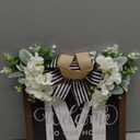 Last Name All Year Round Front Door Wreath with 26 Initial Letter Welcome Sign All Seasons Eucalyptus Garland and Bow Farmhouse, Porch, for Spring Summer Fall All Seasons Holiday Halloween Christmas. (M)