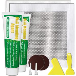 Wall Patch Repair Kit, 500g Wall Mending Agent Drywall Repair Putty & 8 Inch Mesh Drywall Repair Kit, with Scraper and Sandpapers.