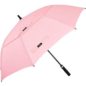 G4Free 54 Inch Automatic Open Golf Umbrella Oversize Extra Large Double Canopy Vented Windproof Waterproof Stick Umbrella, Pink