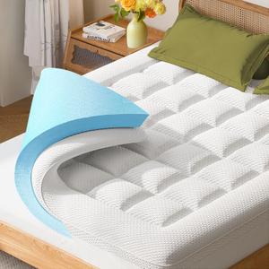 3 Inch Dual Layer Memory Foam Mattress Topper Queen - AprLeaf Pillow Top Mattress Topper, 2 Inch Cooling Gel Memory Foam and 1 Inch Pillow Top Cover for Back Pain, Comfort and Support (White)