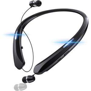 Neckband Bluetooth Headphone, Bluetooth 5.3 Retractable Headphones 18Hrs Extra Long Playtime Stereo Bass in-Ear Headsets with Mic, IPX5 Waterproof Earphones for Sport, Business