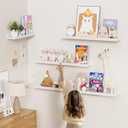 Heimlove 48 Inch Picture Ledge Shelf with Lip,White Floating Shelves for Wall Set of 3,Long Wall Shelves in Varying Depths for Living Room,Bedroom,Nursery,Bookshelf