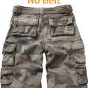 Cargo Short for Men Relaxed Fit Camo Outdoor Hiking Work Cotton Casual Shorts with 9 Pockets No Belt (Brown) Size 34