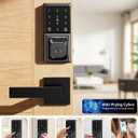 Smart Deadbolt Lock with 2 Lever Handles, Keyless Entry Door Lock Set, Fingerprint, Touchscreen Keypad, APP Control, Temporary Passcode, Auto Lock, IP54 Waterproof, Easy Install for Front Door