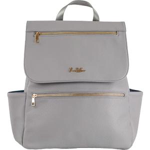 Premium Vegan Leather Diaper Bag Backpack Large Designer Baby Bag, Stylish Diaper Backpack with Stroller & Crossbody Straps & Compartments (Ash Grey)