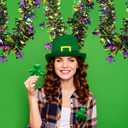 100 Feet Mardi Gras Tinsel Garland Gold Green Purple Christmas Tree Tinsel Garland Metallic Twisted Hanging for Mardi Gras Oktoberfest Birthday Party Decoration, A