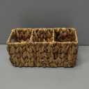 Niuirt Wicker Party Silverware Caddy, Small Water Hyacinth Plastic Cutlery Utensil Holder, Hand Woven with Handles, Kitchen Countertop and Picnic flatware Organizer