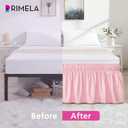 RIMELA Pink Bed Skirt Queen Size 18 Inch Drop, Wrap Around Elastic Bedskirt, Dust Ruffle for Adjustable Bed Base Machine Washable Easy to Install Bed Skirts