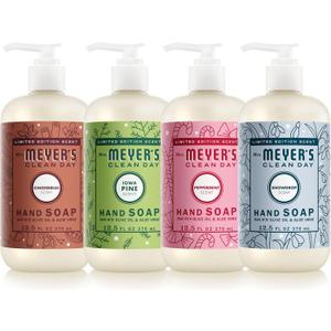 Mrs. MEYER'S CLEAN DAY Holiday Hand Soap Set, includes Peppermint, Iowa Pine, Snowdrop, Gingerbread