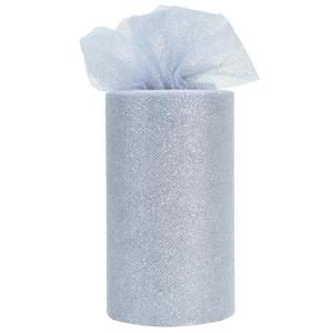 TONIFUL Silver Glitter Tulle Roll 6 Inch x 50 Yard Tulle Ribbon for Tutu Skirt, Wedding Christmas Baby Shower Valentine's Decorations and DIY Crafts