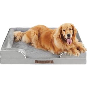 Friends Forever Orthopedic Dog Bed for Extra Large Dogs, Waterproof Memory Foam Dog Sofa Bed XL with Removable Washable Cover, Ally Grey, 42x32x7