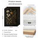 Yudinbin Vintage Dark Botanical Canvas Wall Art Set of 3 Cottagecore Academia Wildflower Wall Decor Rustic Fall Floral Flower Poster Prints for Bedroom Living Room 24x16 Inch Framed