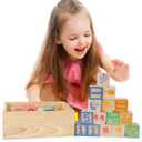 Joqutoys ABC Wooden Building Blocks for Toddlers 3 Large, 40 PCS Alphabet & Number Stacking Blocks with Storage Tray, Montessori Educational Learning Toys for Boys Girls Kids Gifts 1.65"