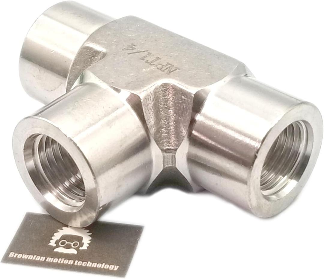 Equal Tee Block SS304 with 3 Female NPT FNPT 1/4" 0.25" Connections, Threaded Holes, Stainless Steel 304 Forged Pipe Fittings,1/4" x 1/4" x 1/4" FNPT (Pack of 1pc)