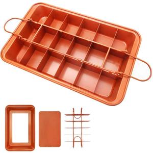 Brownie Pan, Non Stick Brownie Pans With Dividers, 18 Pre-slice Brownie Baking Tray, High Carbon Steel Bakeware for Oven Baking, Size 12 X 8 X 2 Inches
