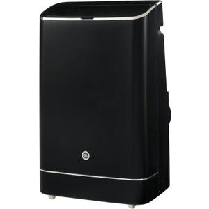 GE APPLIANCES 10,500 BTU Heat/Cool Smart Air Conditioner, 4-in-1 with Dehumidify, Fan, Heating and Auto Evaporation, Dual Hose Compatible, Window Installation Kit, Built-in WiFi, Black (APXD10JAWB)