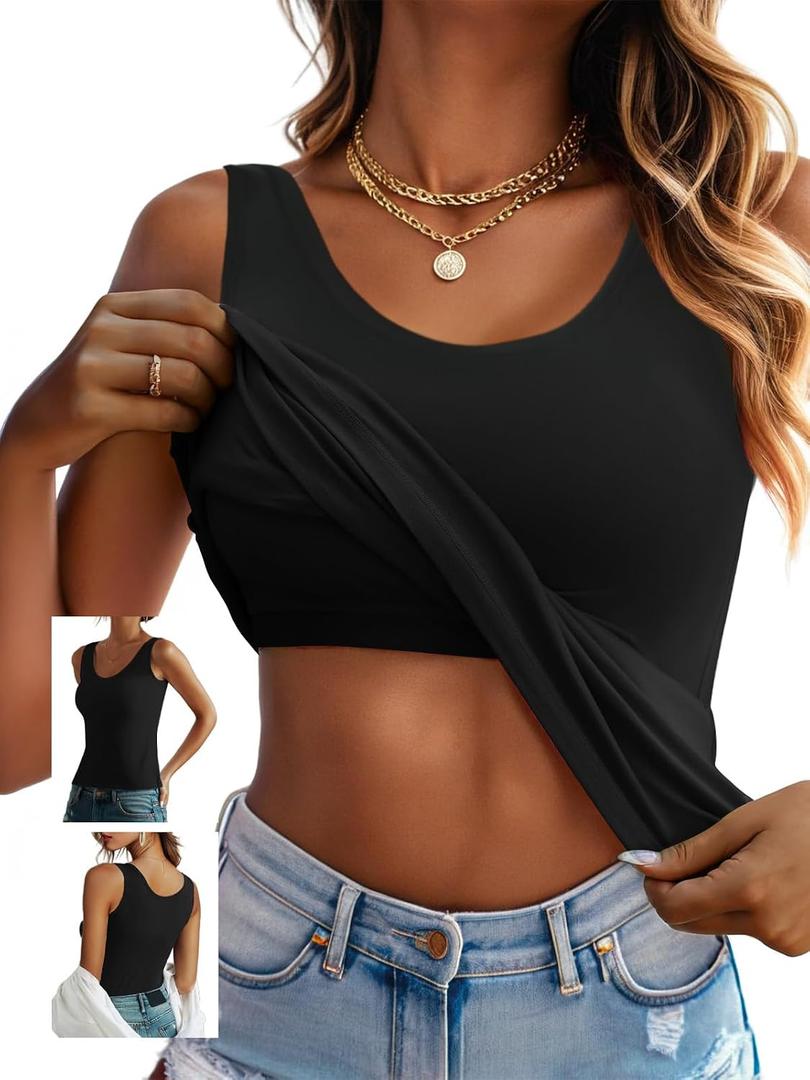 Ninee Camisole Tops for Women with Built in Bra Adjustable Strap Tank Top Casual Basic Cami Tanks, Size: X-Large