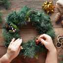 50 Pack Christmas Garland Ties Artificial Pine Needles Faux Pine Greenery Stems 12 Inch Twist Wired Tree Branches for Christmas Craft Gift Wrapping Holiday Decor