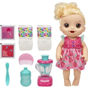 Baby Alive Magical Mixer Baby Doll, Strawberry Shake, Doll with Toy Blender, Baby Doll Set for Kids 3 and Up, Blonde Hair