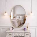 Gold Pivot Oval Bathroom Vanity Mirrror 24 x 36 Inch Tilting Metal Frame Mirror, Farmhouse Adjustable Tilt Rounded Corner Oval Vanity Mirror, Easy to Install