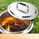 Fire Pit Lid for Solo Stove Bonfire 19.5", 304 Stainless Steel Cover with Heat-Resistant Handle, Round Fire Pit Lid for Outdoor Camping Backyard, Bonfire Accessories