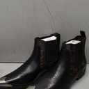 Men's Chelsea Boots with Floral Jacquard Fabric and Silver Toe Cap Slip On Dress Boots for Stage, Party, Fashion, Casual, Stylish Shoes, 11