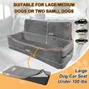 Dog Car Seat for Large Dog Under 100LBS,Pet Booster Back Seat Removable Washable Pet Travel Safety with Safety Tethers & Storage Pocket (Gray)
