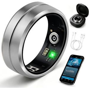 Smart Ring for Women Men, All-New Matte Scratch-Resistant Design, Health & Fitness Tracker for Sleep, Stress & Activity Monitoring, Long Battery Life, Waterproof, No App Fee, Silver 11