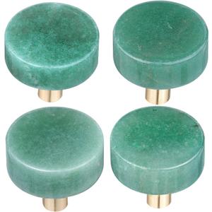 mookaitedecor Set of 4 Green Aventurine Drawer Knobs with Screws, Crystal Stone Pull Handles for Dresser Wardrobe Kitchen Decorative