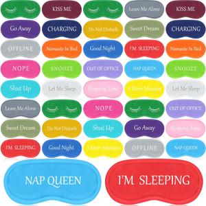 Eurzom 40 Pcs Funny Sleep Eye Mask Soft Night Mask Bulk for Sleeping Blackout Blindfolds with Adjustable Strap for Women Men Kids Nap Meditation Party Travel Christmas Gifts Favors(Colorful)