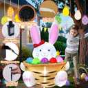 HZGDEJTG 3.5FT Easter Outdoor Inflatable Decoration: Bunny on a Flower Basket, with Built-in LED Lights, Suitable for Lawns, Gardens, and Patios.