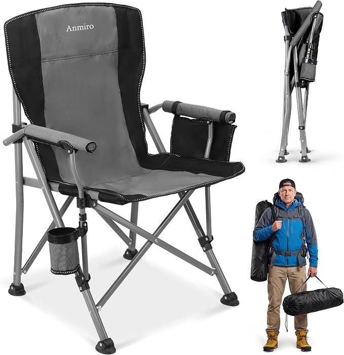 Heavy Duty Folding Camping Chair for Camp, Picnic, Lawn, Fishing
Adjustable Back; Weight Capacity 400 LBS;Hard Arm Portable Chair;Cup Holder;Storage Bag;carrying bag