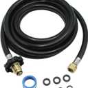 6FT Propane Torch Hose for Connection Weed Burner Heating Torch, G3/8-19 Left Hand Thread, 350 PSI, POL Connector, Weed Burner Heating Torch Extension Hose with Replacement O Ring Sealing Tape Gasket