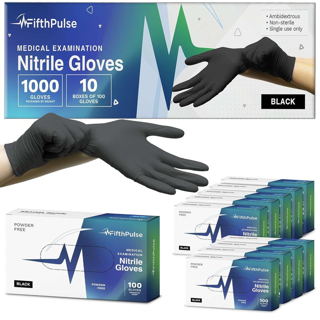 Black Small Nitrile Gloves Case of 1000 - Medical Grade - Latex-Free, Powder-Free - Disposable Nitrile Gloves - Medical Exam, Lab, and Industrial Use