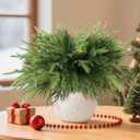 Norfolk Pine Stems, 16 Pcs Real Touch Pine Branches with Lights Christmas Decorations Artificial Greenery Stems for Christmas Table Decor Mantel DIY Garland Home Decorations
