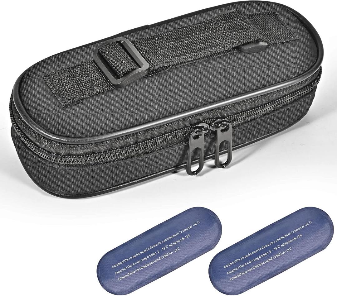 Insulin Cooler Travel Case, Diabetic Travel Bag for Insulin Pens, Small Insulated Medicine Carrying Case with 2 TSA Approved Ice Packs (Classic)
