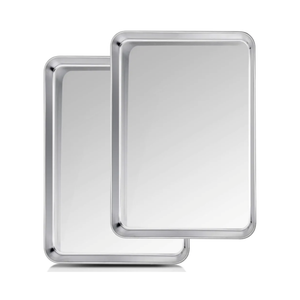 TeamFar Baking Sheet, 20’’×14’’×1’’, Cookie Sheet Half Sheet Baking Pans Stainless Steel, Non Toxic & Healthy, Heavy Duty & Thick Gauge, Mirror Finish & Dishwasher Safe - 2 Piece