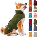 KYEESE Dog Coat Warm Pet Winter Puffer Coat with Leash Hole Waterproof Dogs Jacket with Fleece Lined Soft Pet Sweater for Cold Weather Thick Cat Clothes with Pocket Windproof Dog Coats for Small Dogs (Medium, 06# Army Green)