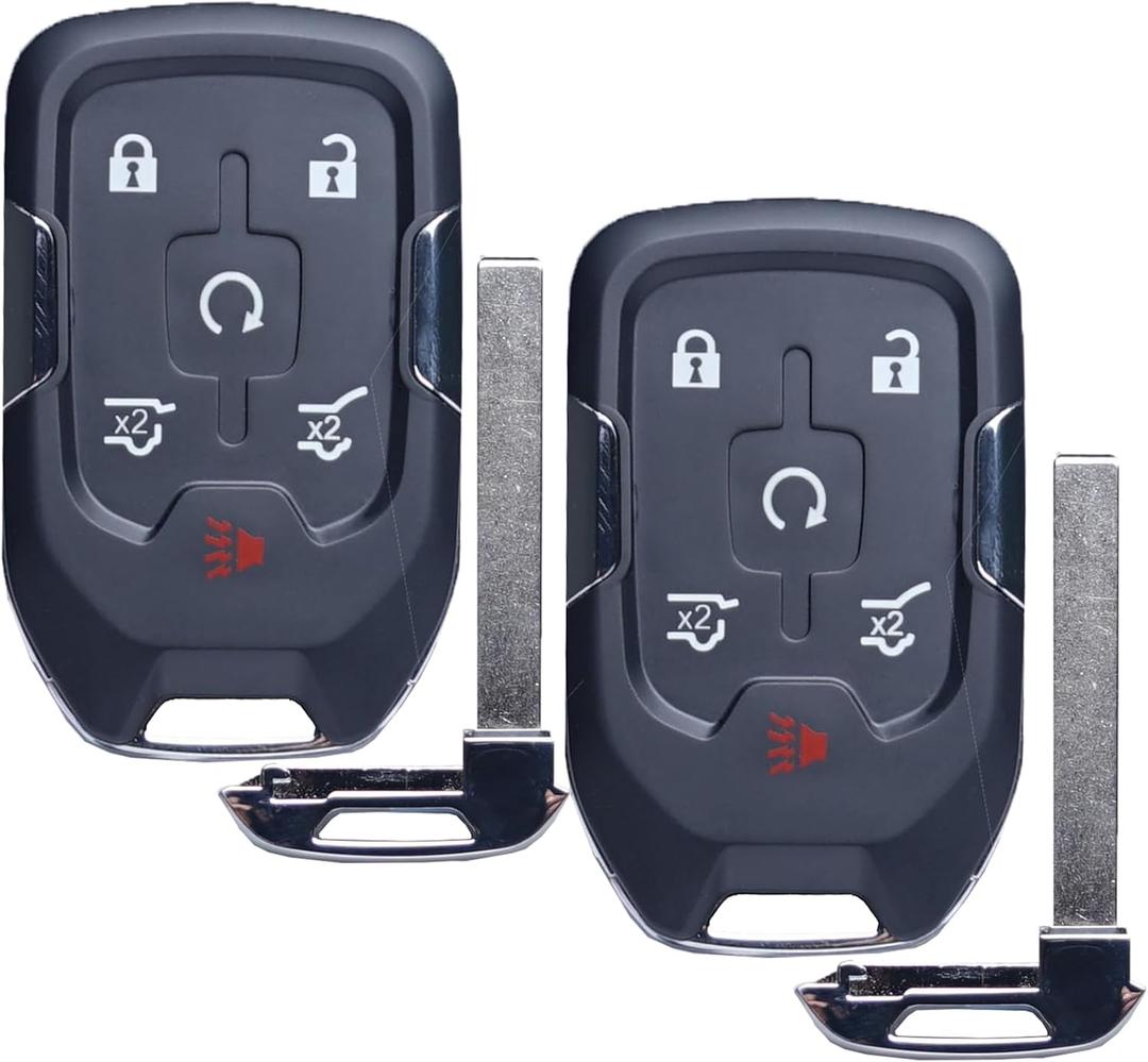 Car Key Fob Replacement Fits for Chevy Suburban Tahoe GMC Yukon/Yukon XL Denali 2015- 2020 Push Start 6 Buttons Smart Keyless Entry Remote Start Control 13580804 Set of Two HYQ1AA 13508280