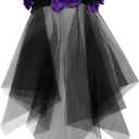 Floral Crown Headband with Black Lace Veil Headpiece Hair Accessories Day of The Dead Halloween Costume Party Wedding Bridal