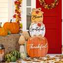 35 Inch Pumpkin Porch Standing Thanksgiving Decor Wood Fall Stacked Pumpkins Outdoor Wooden Welcome Home Sign for Home Farmhouse Harvest Mantel Party