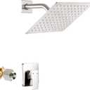 Brushed Nickel Shower Faucet GGStudy Single Function Shower Trim Kit with Rough-in Valve Shower Set Bath Rainfall Shower Faucet System 8inch Square Stainless Steel Metal Shower Head