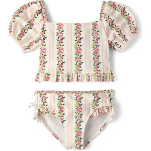 Gymboree Girls' and Toddler 2-piece Bikini Swimset, 3T (White)