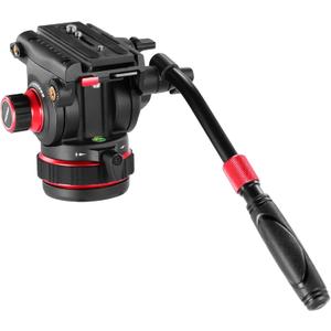 NEEWER Heavy Duty Video Tripod Fluid Head with Stepless Adjustable Pan/Tilt Damping, Quick Release Plate, Compatible with DJI RS Gimbals, Adjustable Handle, 75mm Base, Max Load 22lb, GM006