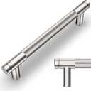 Amerdeco 10 Pack Brushed Satin Nickel Knurled Cabinet Pulls 5 Inch Center to Center Kitchen Cabinet Handles for Drawer Dresser, Cupboard and Wardrobe ZH0031 (5"/128MM Hole Center)