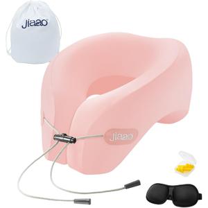 jiaao Neck Pillow Airplane, 2025 Upgraded Memory Foam Travel Pillow for International Flights, Adjustable Clasp, Storage Bag, Advanced Neck Support for Road Trips, Home, Office, and Gaming