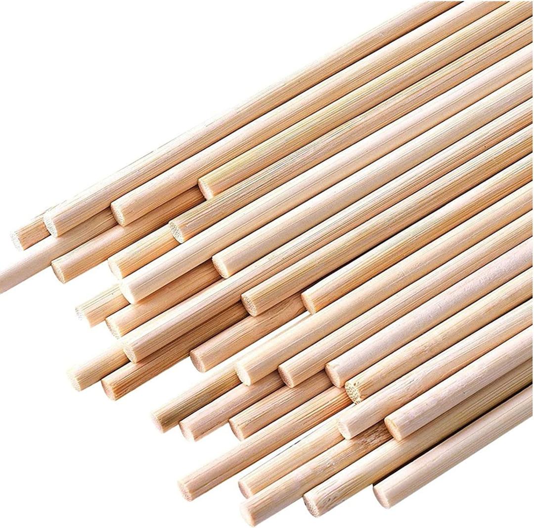 HOPELF 50PCS Bamboo Dowel Rods - 1/4 x 12 Inch, Assorted Hardwood Sticks for Crafts, Cake Dowels & DIY Projects